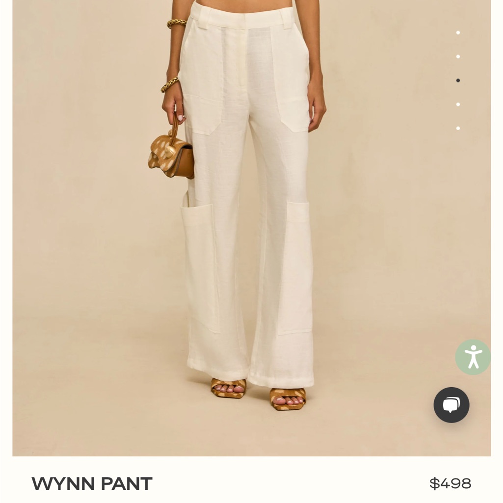 Cult Gaia Cream Linen Trousers With Gold Logo Plaque